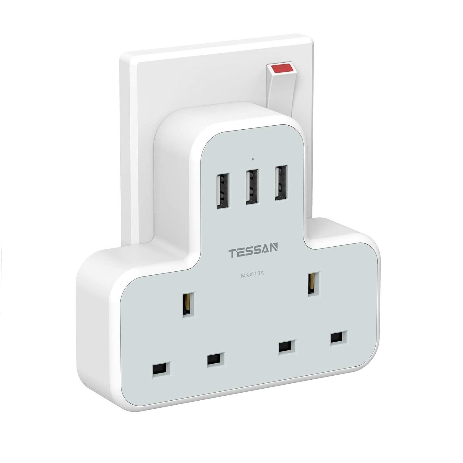 TESSAN UK Plug Travel Adapter SG to US/EU Travel Plug with USB , 1/2/3 Way Wall Charger Power Strip with 2/3 USB Ports and 1/2/3 AC Outlets,USB Adapter Wall Socket for America Canada Taiwan / Thailand