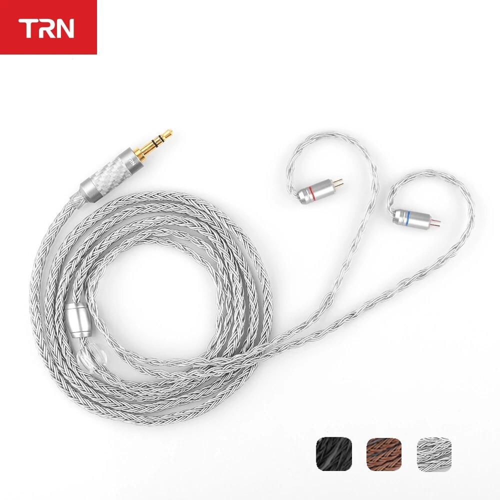 NewTRN T2 Earphones Cable 16 Core Silver Plated HIFI Upgrade Cable 3.5/2.5mm Plug MMCX/2Pin Connector GRAY For TRN VX V80 V30 AS10 IM2 BT20S C16 C10 V90 V10 S2 T2 AIR KING BQ3 T3