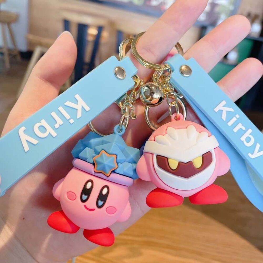 IIWEIKE Anime Kawaii Lanyard Wristlet Doll Birthday Gifts Key Holder Kirby Keychain Bag Ornaments Backpack Pendant
