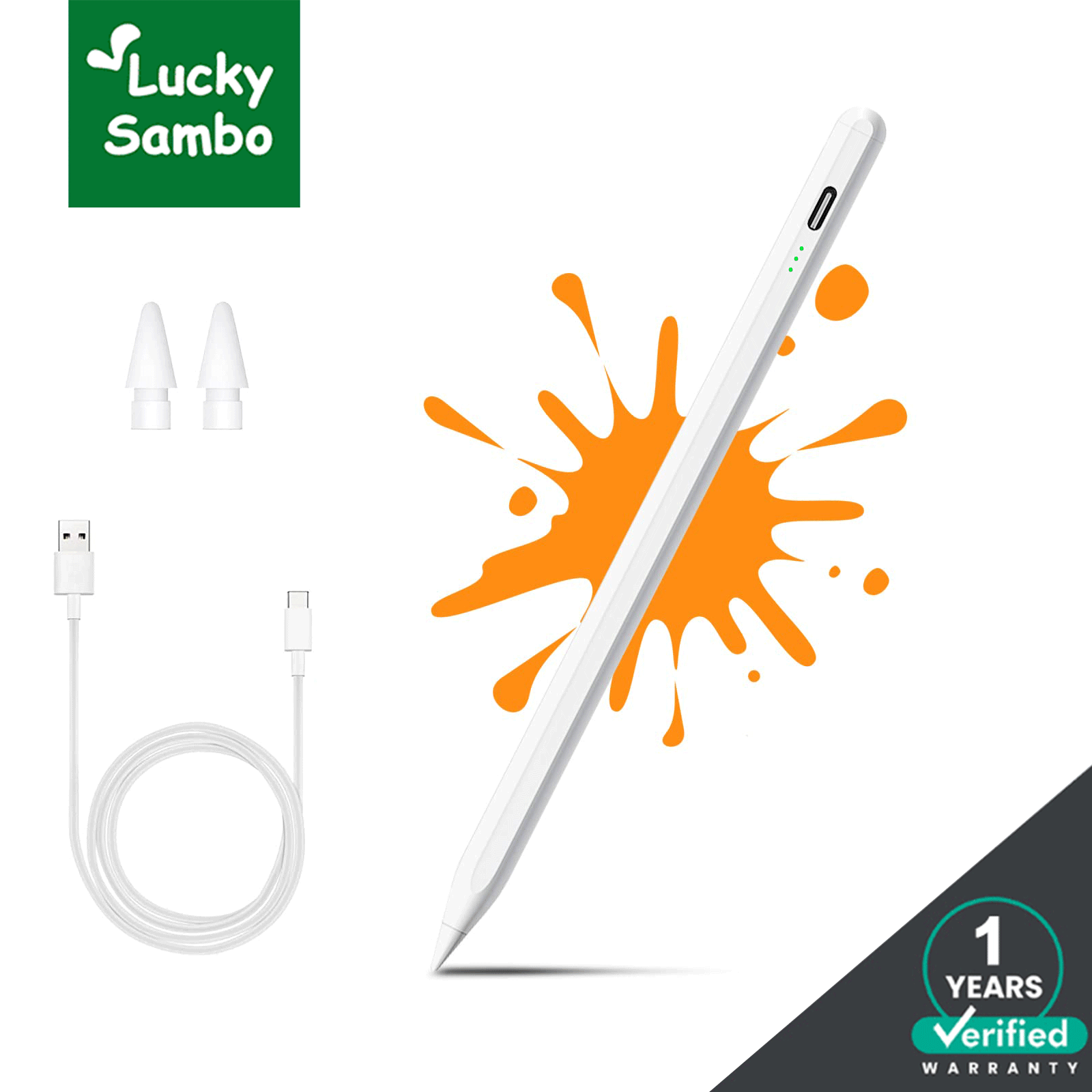 LuckySambo Stylus Pen Apple iPad Pencil, Palm Rejection & No Bluetooth Required, Active Pencil for iPad Air 5/4/3 Gen, iPad 9/8/7/6 Gen, iPad Pro(11/12.9 Inch) ,iPad 10.2/10.9Inch