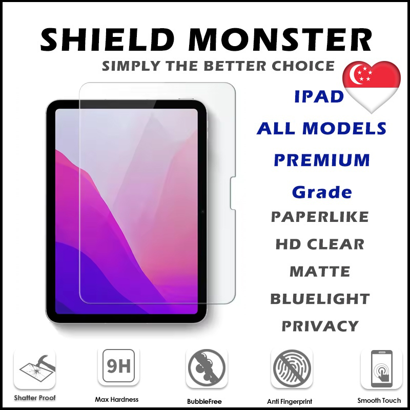 ShieldMonster Premium iPad Screen Protector Tempered Glass for iPad Mini 7/Air 11/13 2024/Pro 11/13 2024/Gen 10(10.9)|iPad Air 5|Air 4|Pro 11|10.2|12.9|Air 3 | Mini 5/4 | 9.7