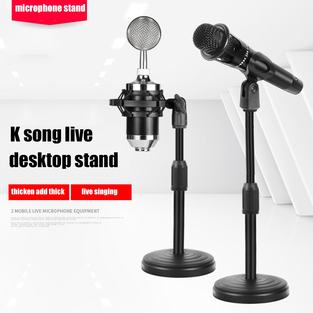 Desktop Microphone Stand Upgraded Adjustable Table Mic Stand with Base Micro Microphone Holder Mic Clip for Podcasts Singing