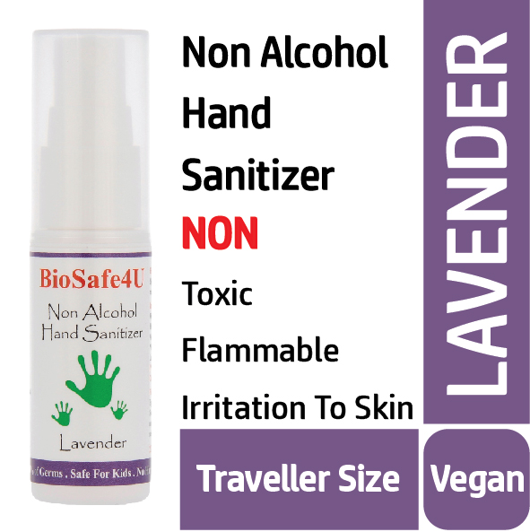 Hand Sanitizer, Non Alcohol &  Alcohol, Blend With Lavender Essential Oil, Travel Size, Light & Compact