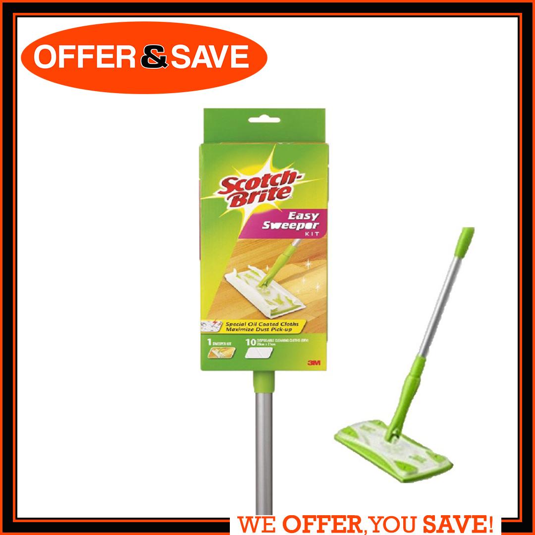 3M Scotch Brite Easy Sweeper Paper Wiper Starter Kit with 5 Disposable Cleaning Cloths (Dry)