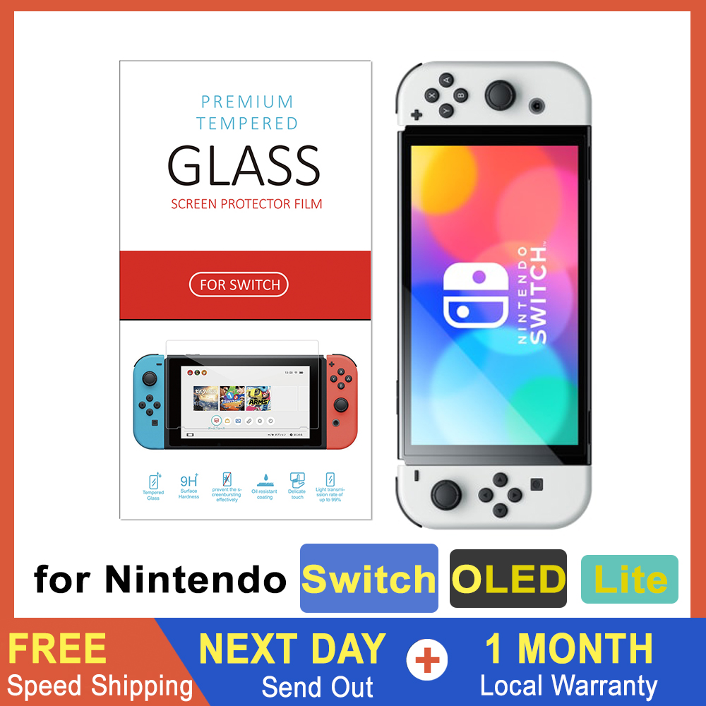 Nintendo Switch OLED Tempered Glass Screen Protector, HD Anti Scratch 0.33mm 9H Hardness Tempered Glass Protective Film for Nintendo Switch Nintendo Switch Lite Nintendo Switch OLED [Local Warranty]