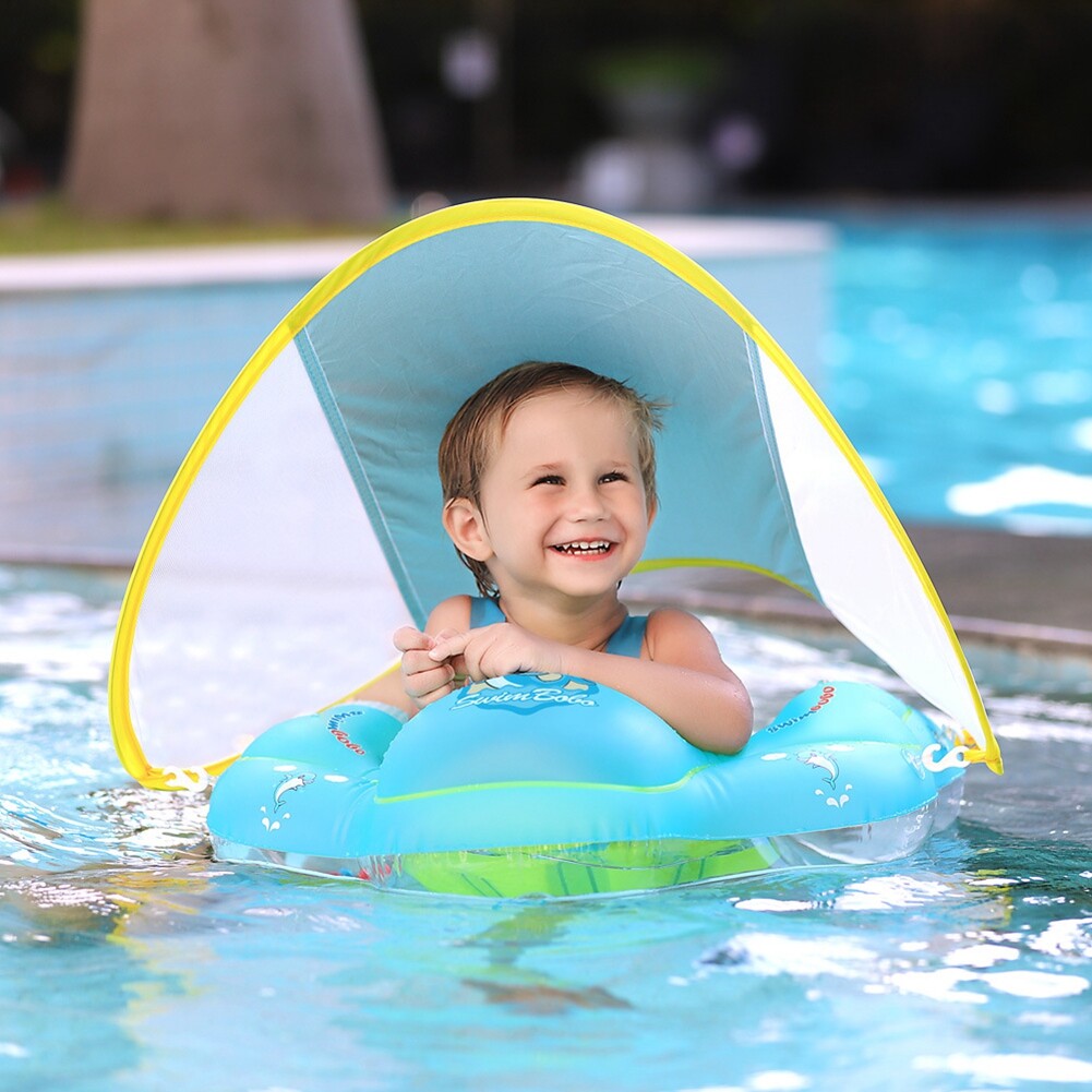 Happpybuyner  Baby Float Swimming Ring Underarm Sunshade Swimming Ring Safe Inflating Float Canopy Pool Toys Swim Trainer Outdoor Swim Pool
