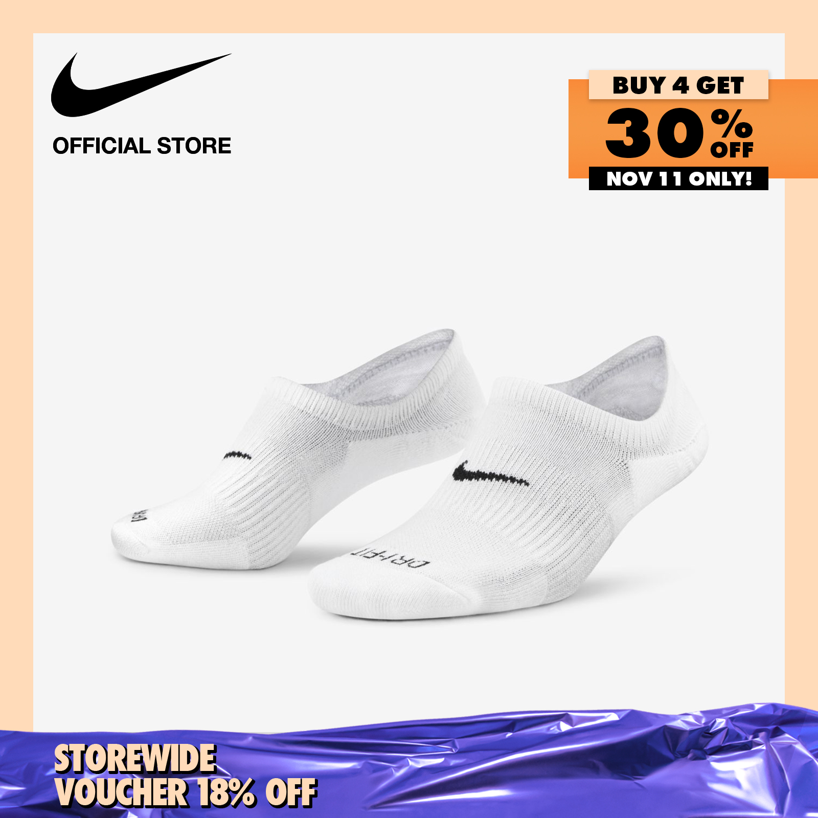 Nike Women's Everyday Plus Cushioned Training Footie Socks (3 Pairs) - Multi-Color