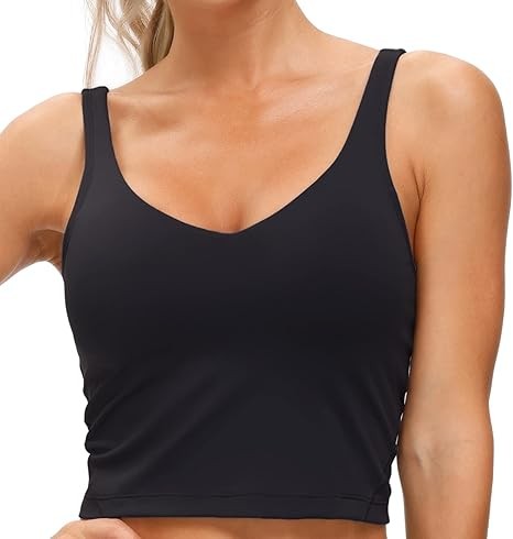 THE GYM PEOPLE Women's Sports Bra Longline Wire-Free Padded Medium Support