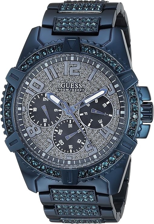 GUESS Stainless Steel Gold-Tone Crystal Embellished Bracelet Watch